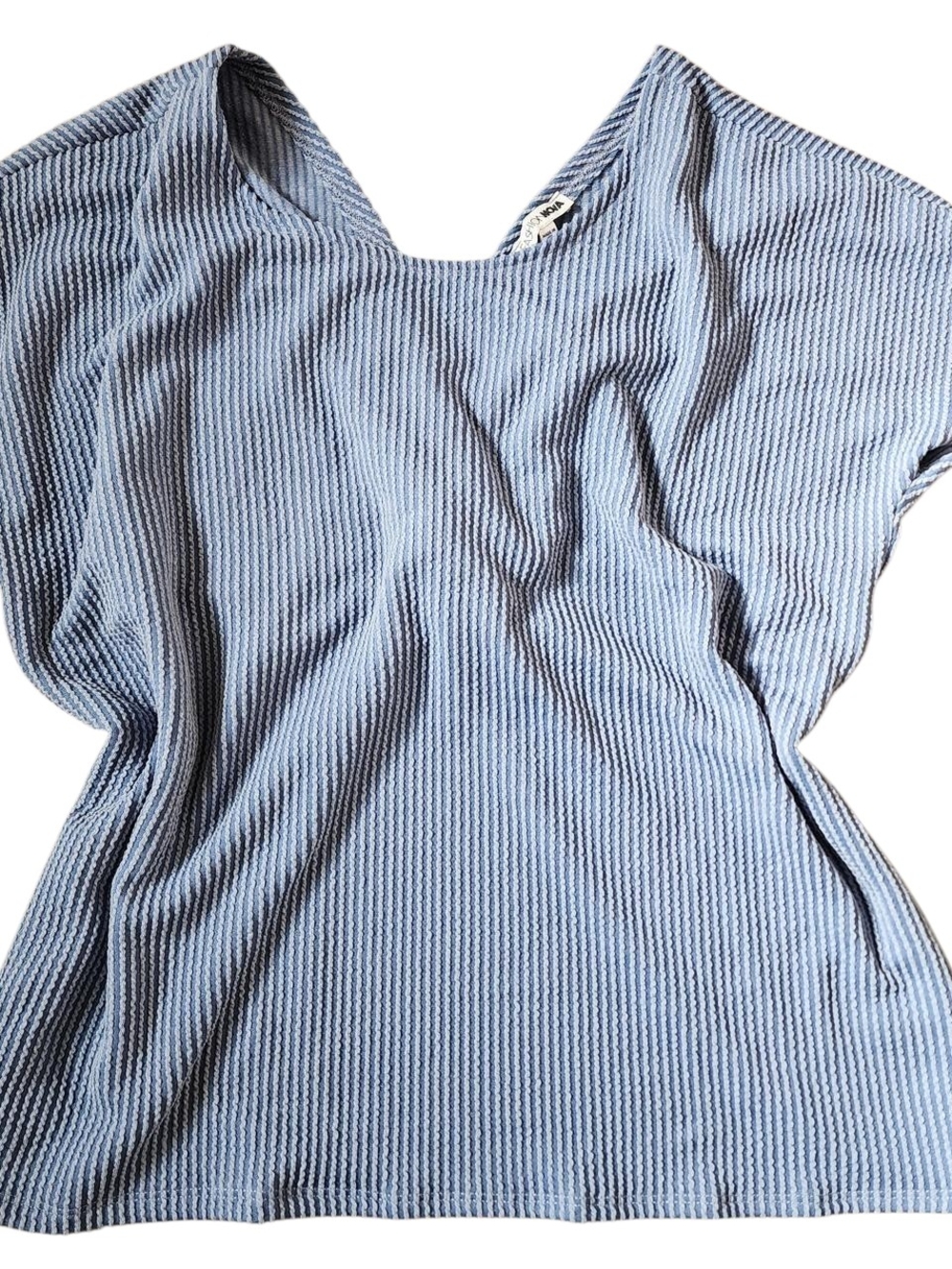 Fashion Nova Sky Blue Textured Short Sleeve Tunic